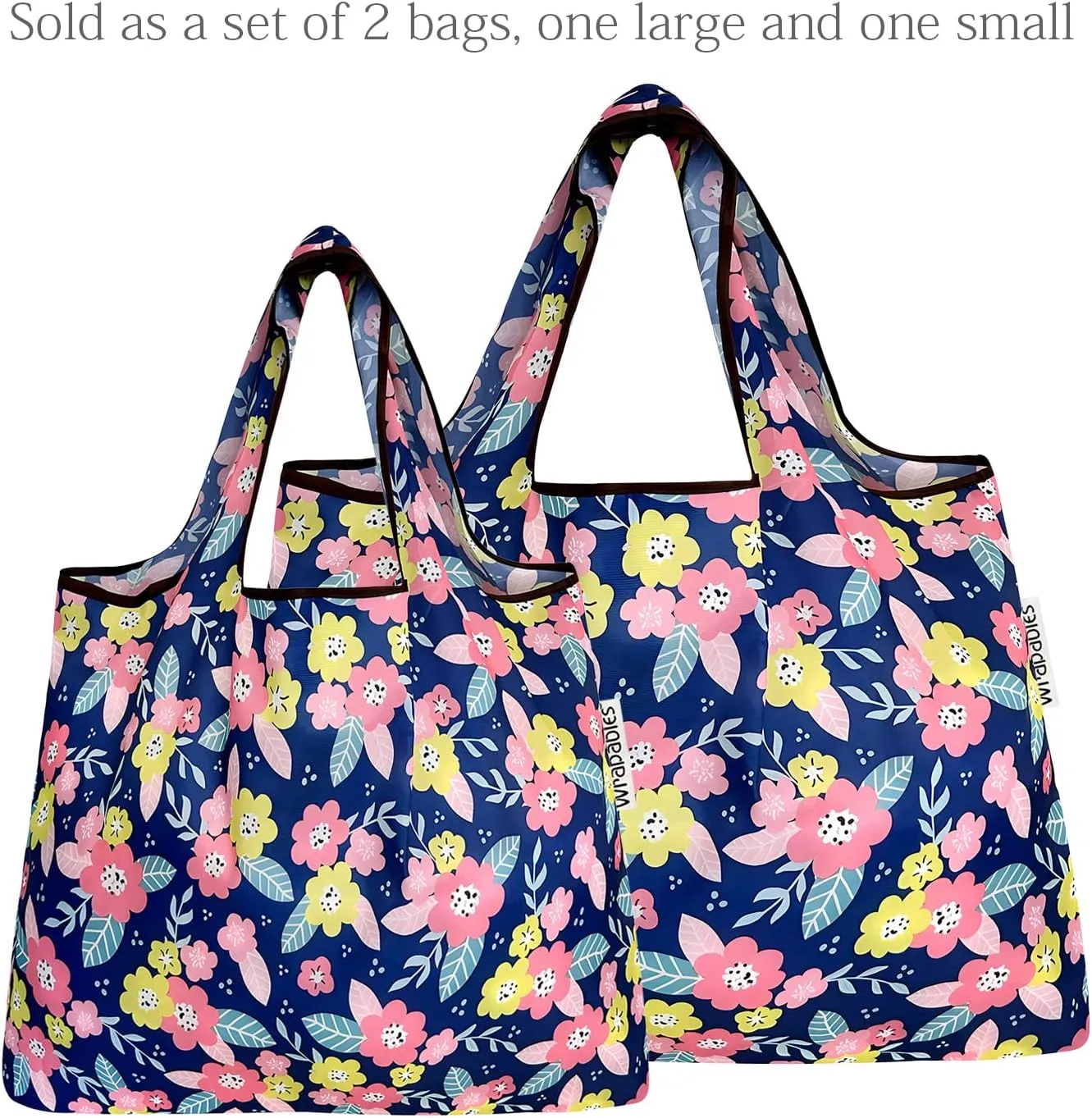 allydrew Large & Small Foldable Tote Nylon Reusable Grocery Bags, Set of 2