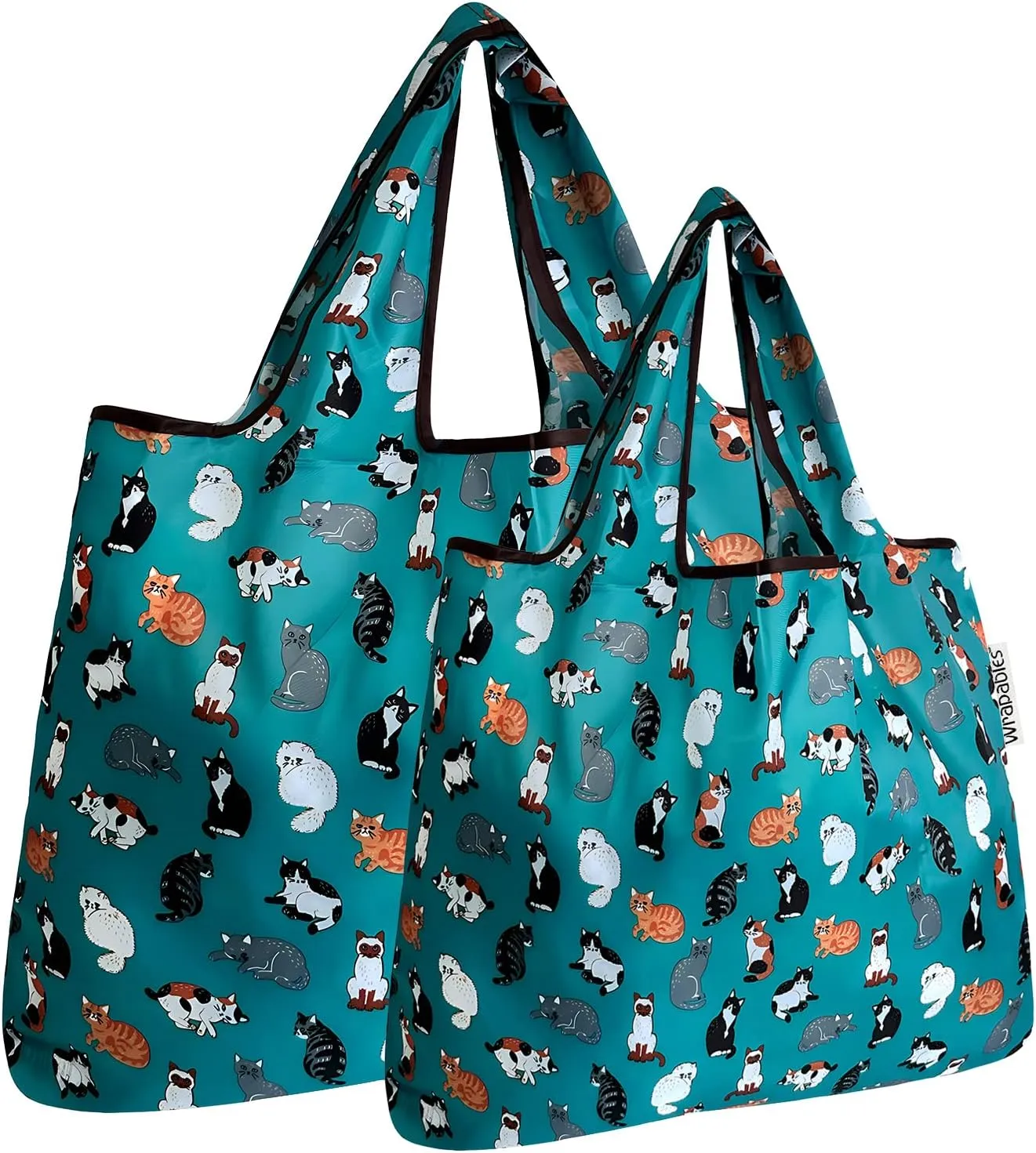 allydrew Large & Small Foldable Tote Nylon Reusable Grocery Bags, Set of 2
