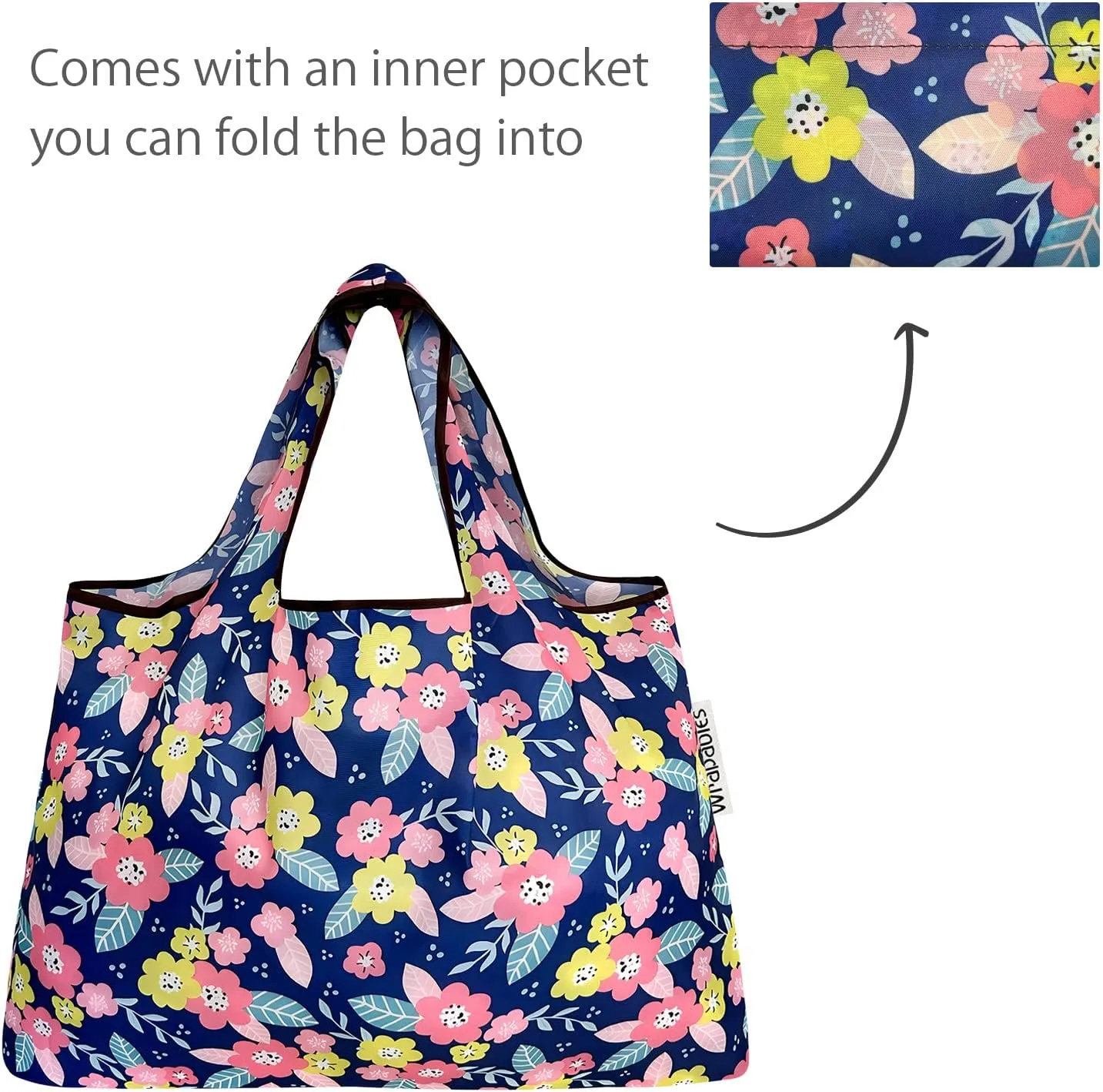 allydrew Large & Small Foldable Tote Nylon Reusable Grocery Bags, Set of 2