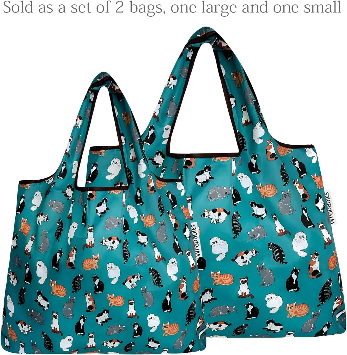 allydrew Large & Small Foldable Tote Nylon Reusable Grocery Bags, Set of 2