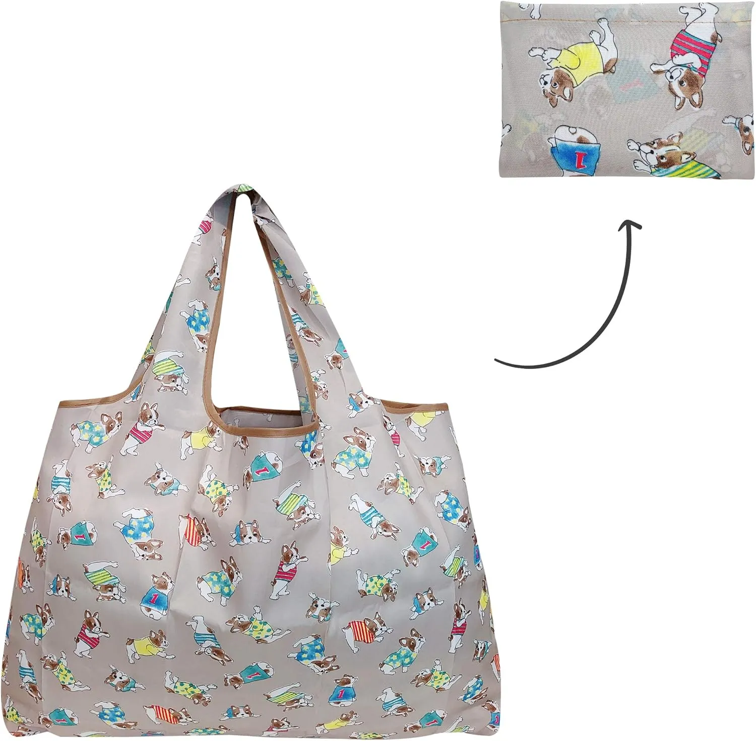 allydrew Large Foldable Tote Nylon Reusable Grocery Bag, 3 Pack