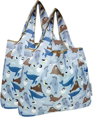 allydrew Medium Foldable Tote Nylon Reusable Grocery Bag (Set of 2)