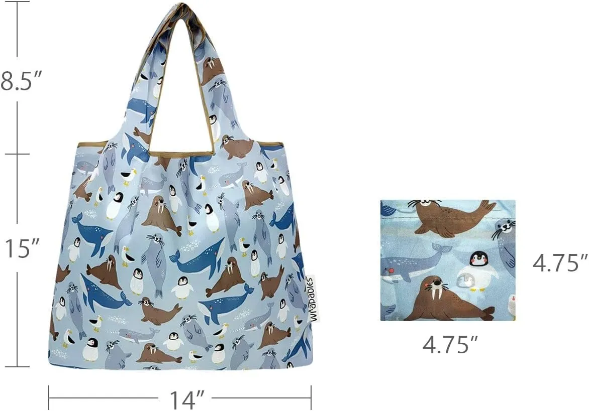 allydrew Medium Foldable Tote Nylon Reusable Grocery Bag (Set of 2)
