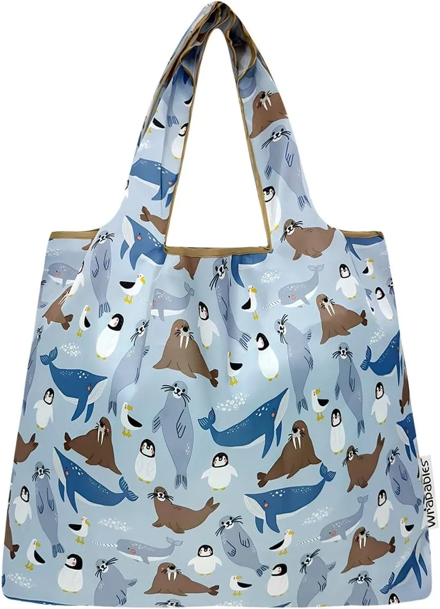 allydrew Medium Foldable Tote Nylon Reusable Grocery Bag (Set of 2)