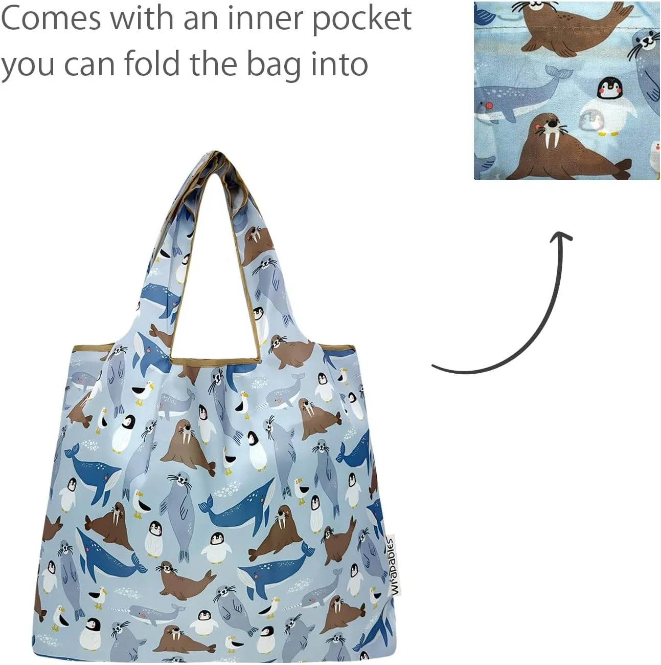 allydrew Medium Foldable Tote Nylon Reusable Grocery Bag (Set of 2)