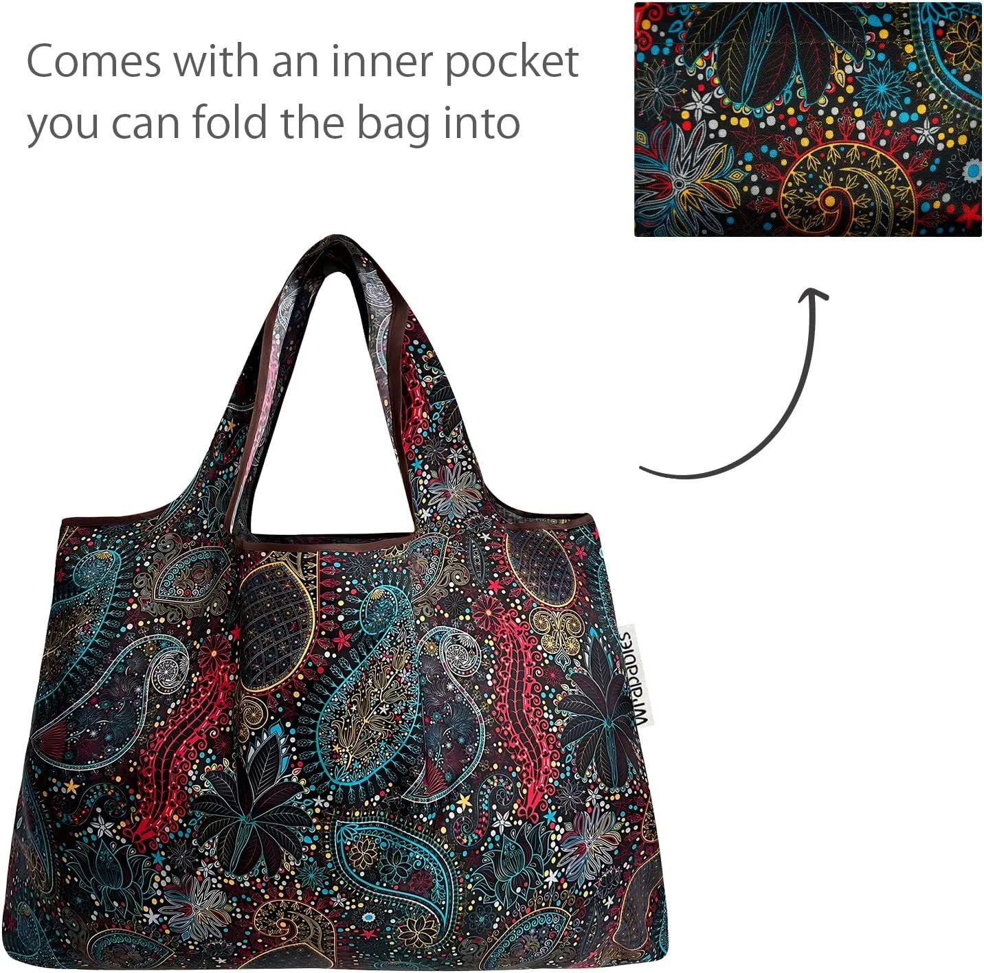 allydrew P73983 Large & Small Foldable Tote Nylon Reusable Grocery Bags, Set of 2