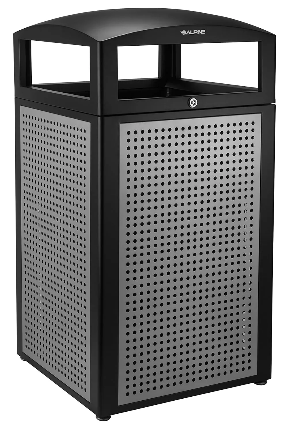 Alpine Industries Rugged 40-Gallon All-Weather Outdoor Recycle Bin Trash Can Container (Without Ash Tray, Steel Panels)