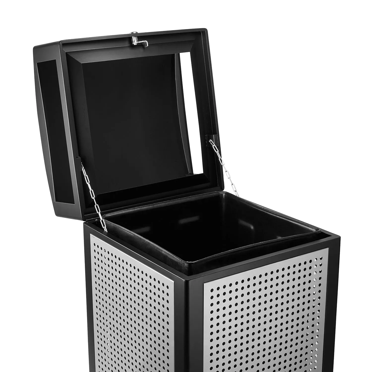 Alpine Industries Rugged 40-Gallon All-Weather Outdoor Recycle Bin Trash Can Container (Without Ash Tray, Steel Panels)