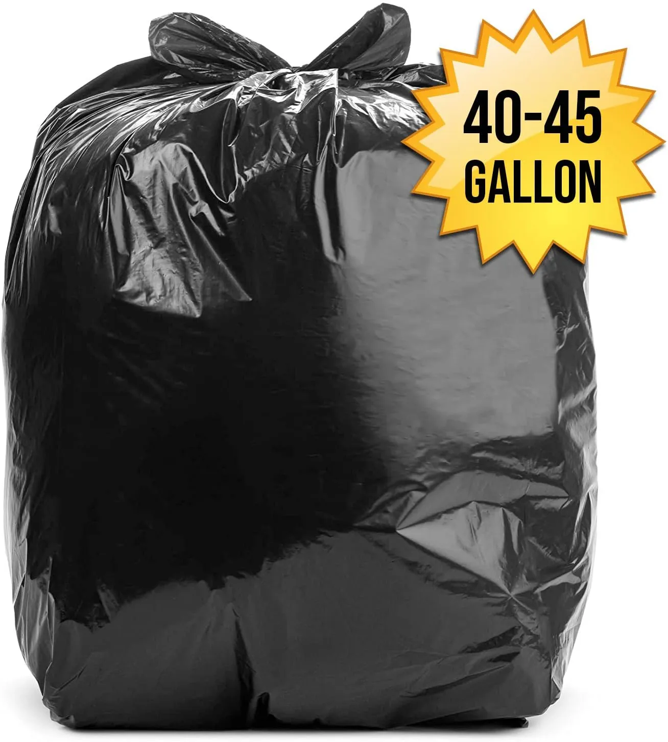 Aluf Plastics 40-45 Gallon 1.5 MIL (eq) Black Heavy Duty Trash Can Liners - 33" x 47" - Pack of 100 - For Contractor, Industrial, Commercial