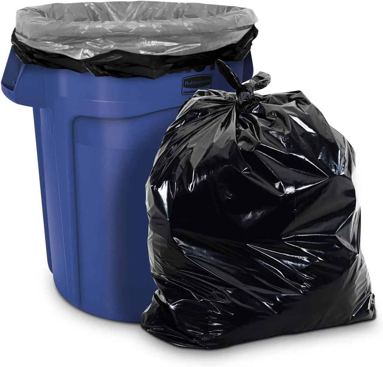 Aluf Plastics 40-45 Gallon 1.5 MIL (eq) Black Heavy Duty Trash Can Liners - 33" x 47" - Pack of 100 - For Contractor, Industrial, Commercial