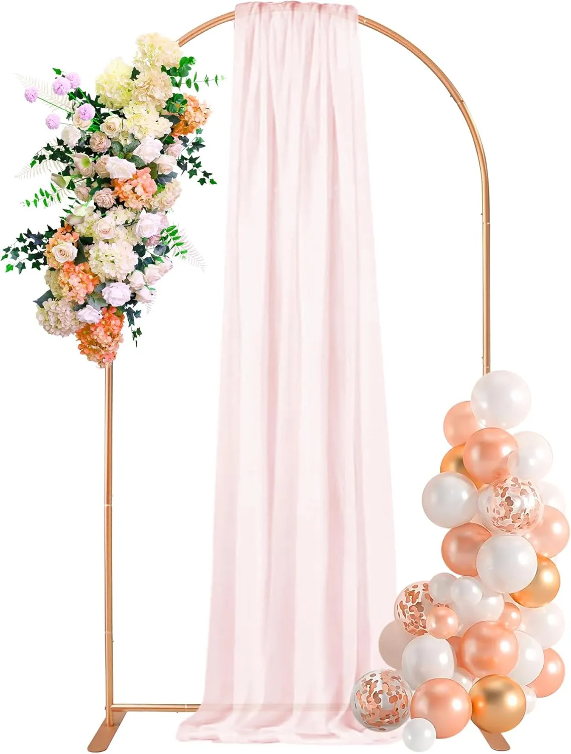 Aluminum Arch Backdrop Stand, 7.2FT Gold Wedding Balloon Arched Frame, Metal Arch Stand Backdrop for Birthday Party Baby Shower Ceremony Decoration Indoor Outdoor