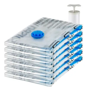amazon basics Plastic Vacuum Compression Storage Bags With Hand Pump-Jumbo,6-Pack,White
