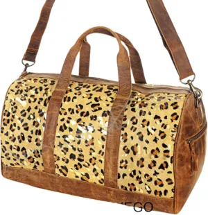 American Darling Weekend Duffle Travel Bags Hand Crafted Leather Tote Extra Large Cow Hide On (ADBGS174CHEGO)