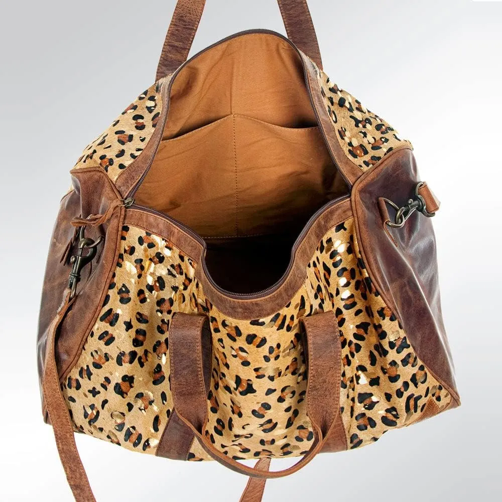 American Darling Weekend Duffle Travel Bags Hand Crafted Leather Tote Extra Large Cow Hide On (ADBGS174CHEGO)