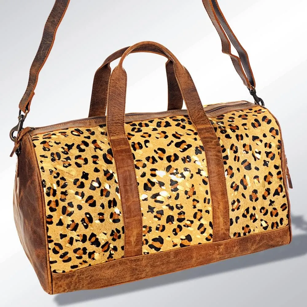 American Darling Weekend Duffle Travel Bags Hand Crafted Leather Tote Extra Large Cow Hide On (ADBGS174CHEGO)
