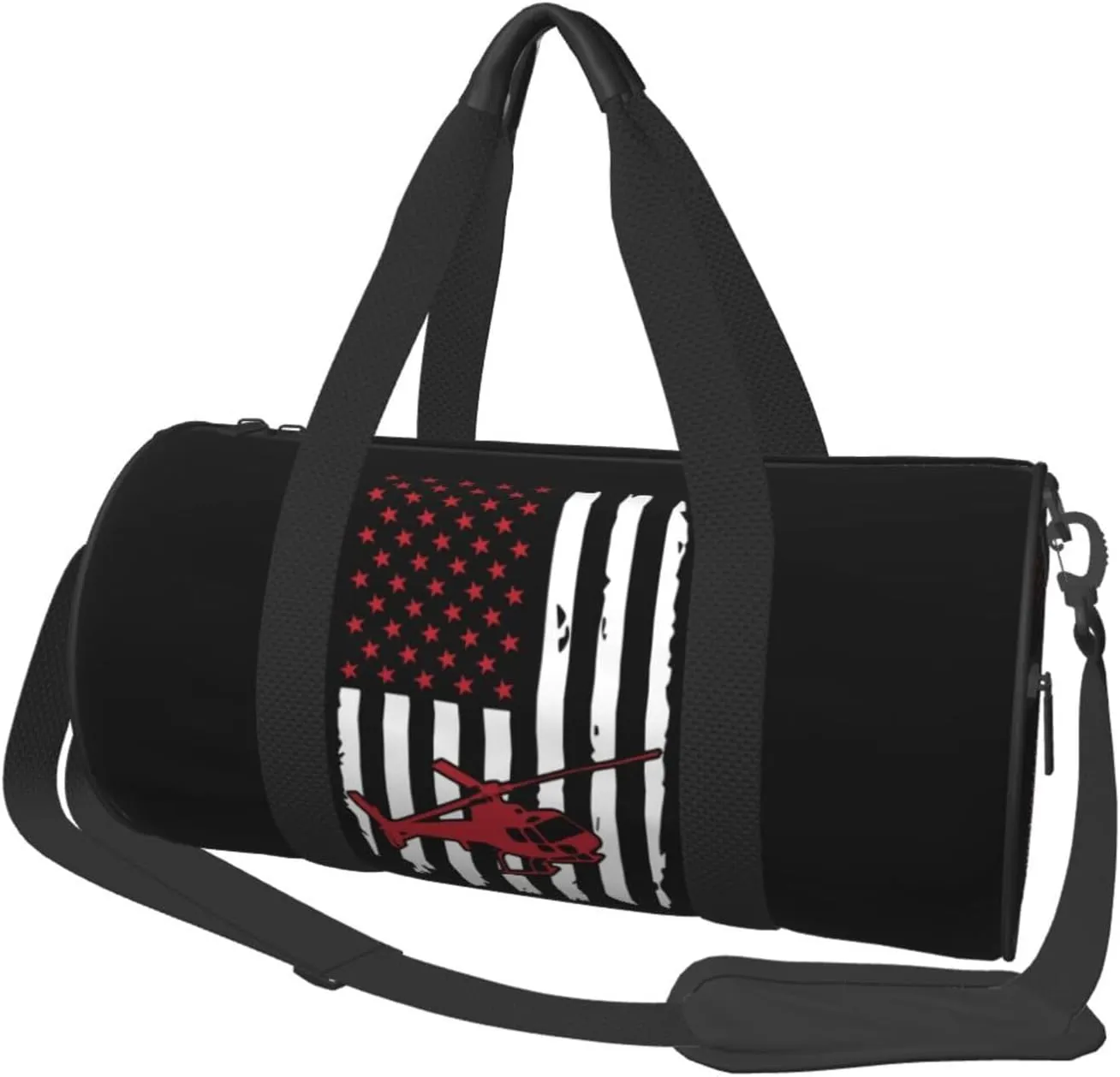 American Flag Helicopter Pilot Duffel Bag Gym Bag Sports Bags Foldable Travel Bag Multipurpose Backpack