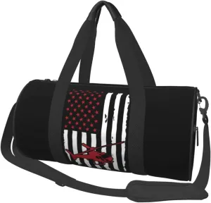 American Flag Helicopter Pilot Duffel Bag Gym Bag Sports Bags Foldable Travel Bag Multipurpose Backpack