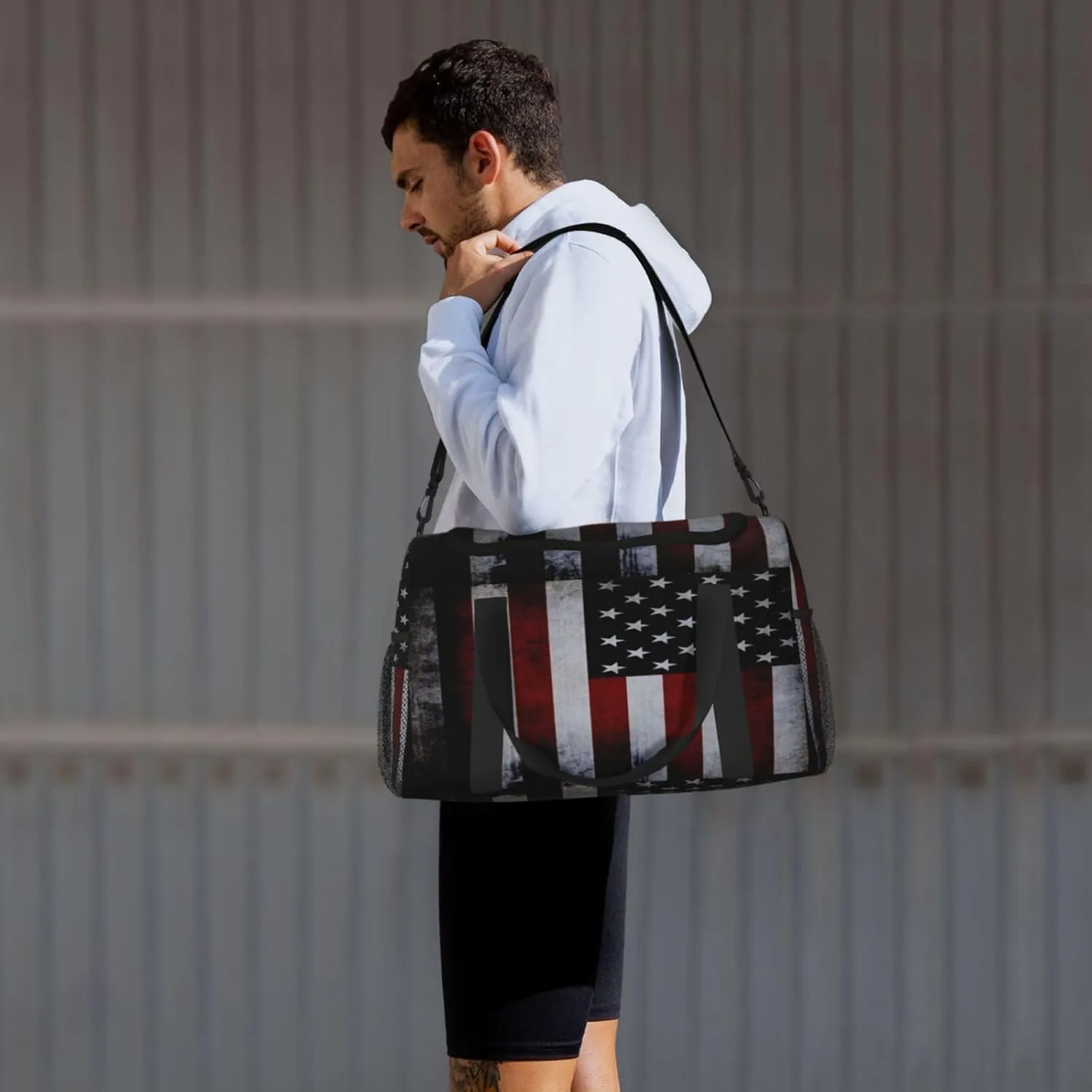 American Flag Travel Duffel Bag Large Foldable Waterproof Overnight Bag For Beach Swim Bags Pool Sports Gym