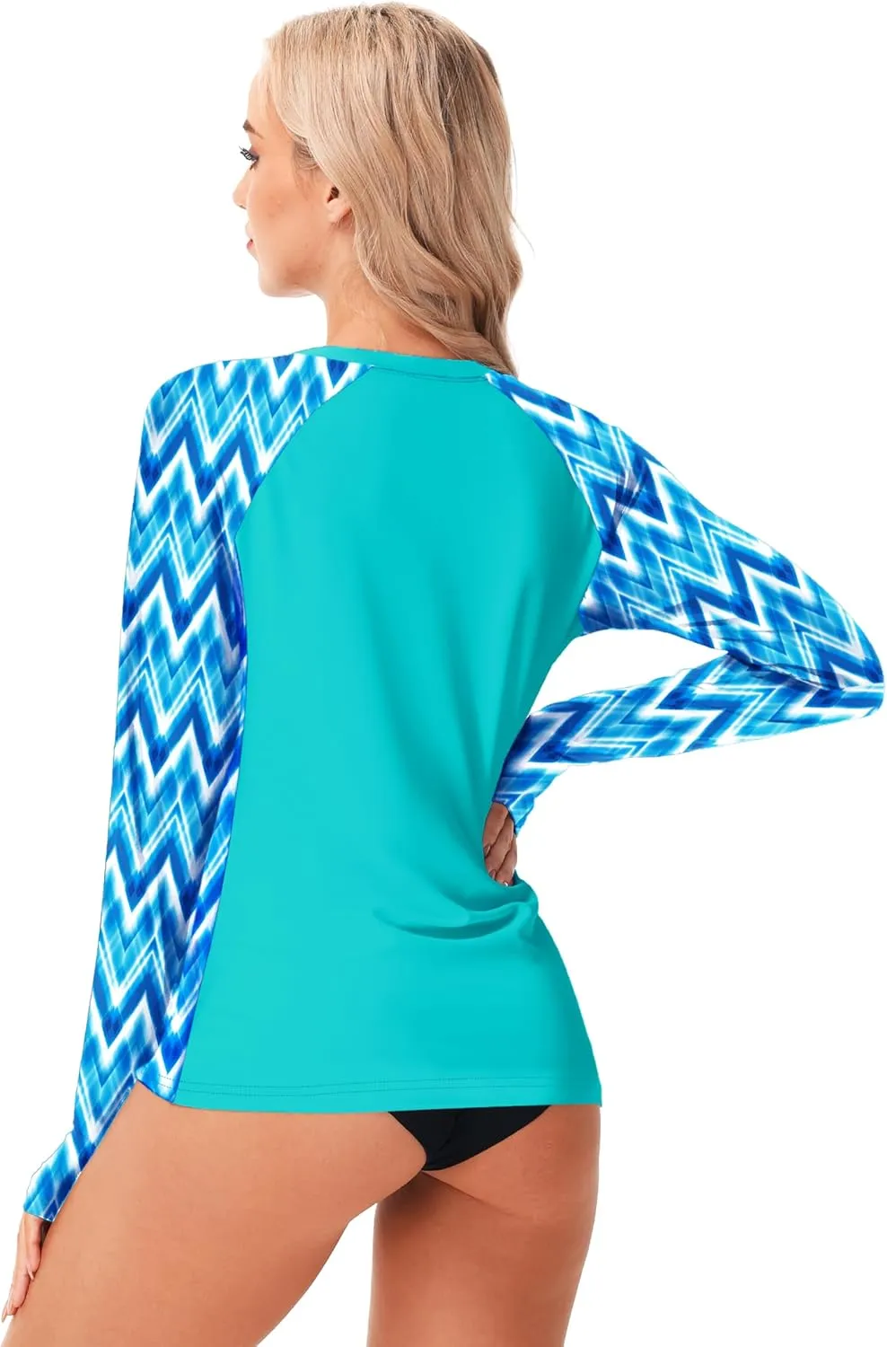 AOBUTE Women Long Sleeve Rash Guard UPF 50  Swim Shirts with Thumb Hole