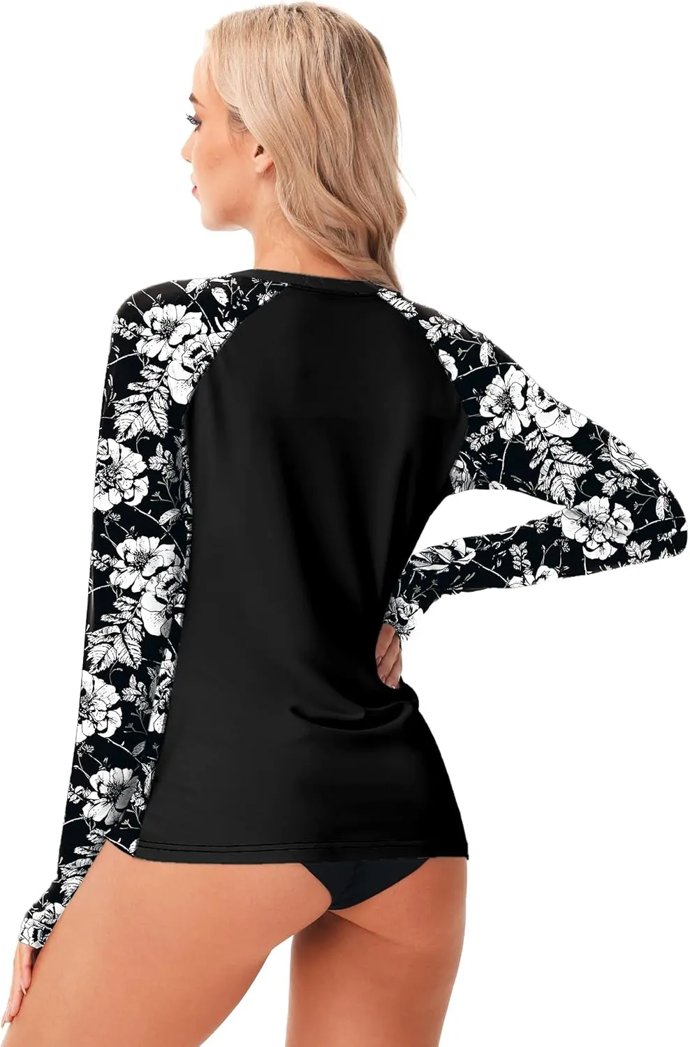 AOBUTE Women Long Sleeve Rash Guard UPF 50  Swim Shirts with Thumb Hole