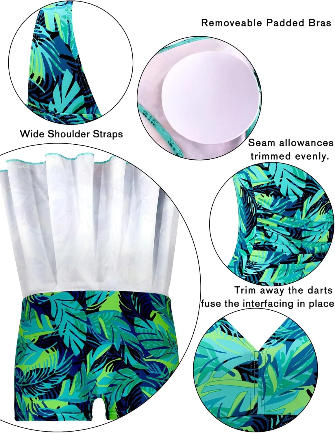 AONTUS Women's Tummy Control One Piece Swimsuits Sexy V Neck with UPF 50  Sun Protection Retro Swimwear for Beach & Pool