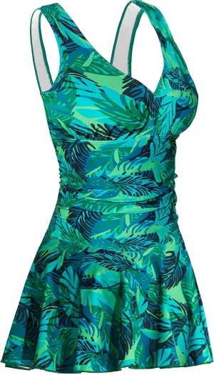 AONTUS Women's Tummy Control One Piece Swimsuits Sexy V Neck with UPF 50  Sun Protection Retro Swimwear for Beach & Pool