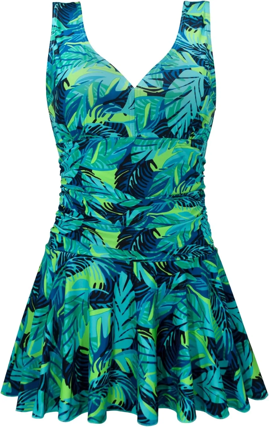 AONTUS Women's Tummy Control One Piece Swimsuits Sexy V Neck with UPF 50  Sun Protection Retro Swimwear for Beach & Pool