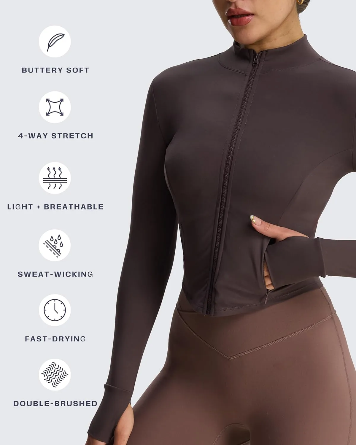 Aoxjox Women's Full Zippered Geo Zip Jacket Workout Running Long Sleeve Thumbhole with Pockets Cardigan