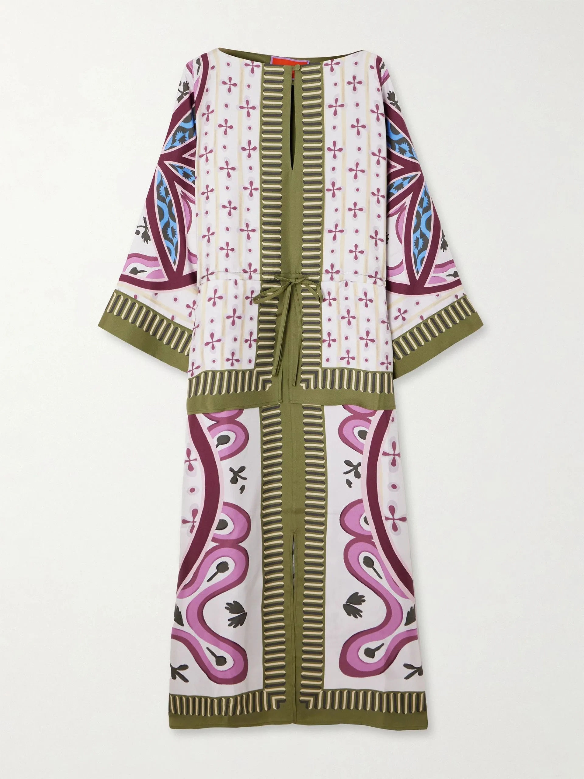 Apericena printed silk-twill midi dress