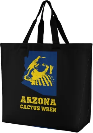 Arizona Cactus Wren Map Women's Shoulder Shopping Bags Foldable Tote Bag Large Capacity Handbag for Work Travel