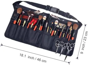 Artist Professional Portable Makeup Brush Waist Bag Case Foldable Fibre Cloth Cosmetic Brush Pouch Holder Multi Pockets with Belt Strap Bag (Brushes Not Included)