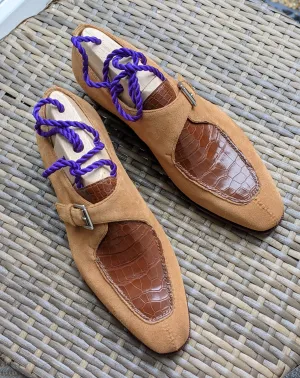 Ascot Andre - Camel Suede & Cognac Crocodile