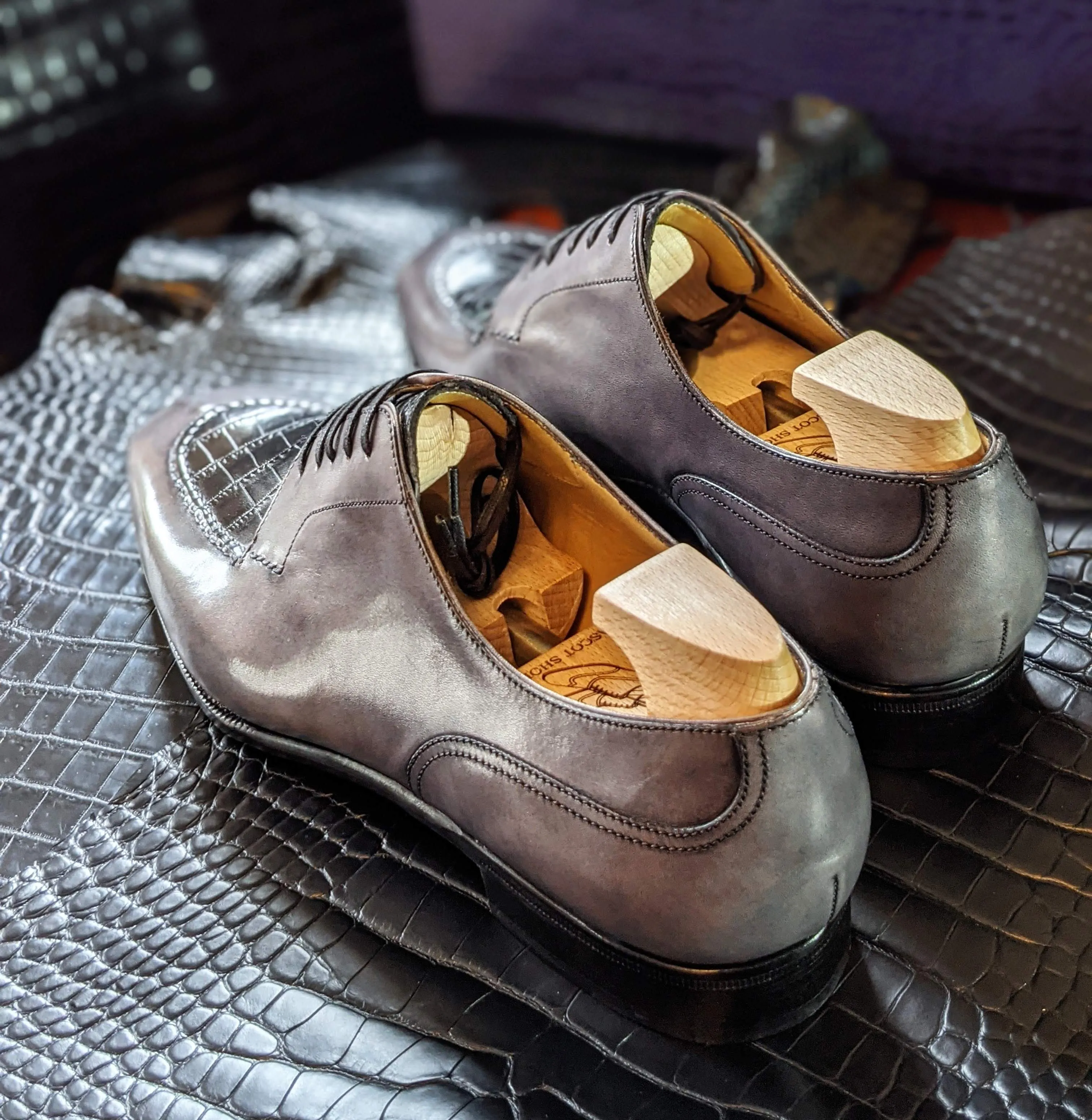 Ascot Kaan - Gunpowder Grey Calf & Grey Niloticus Crocodile