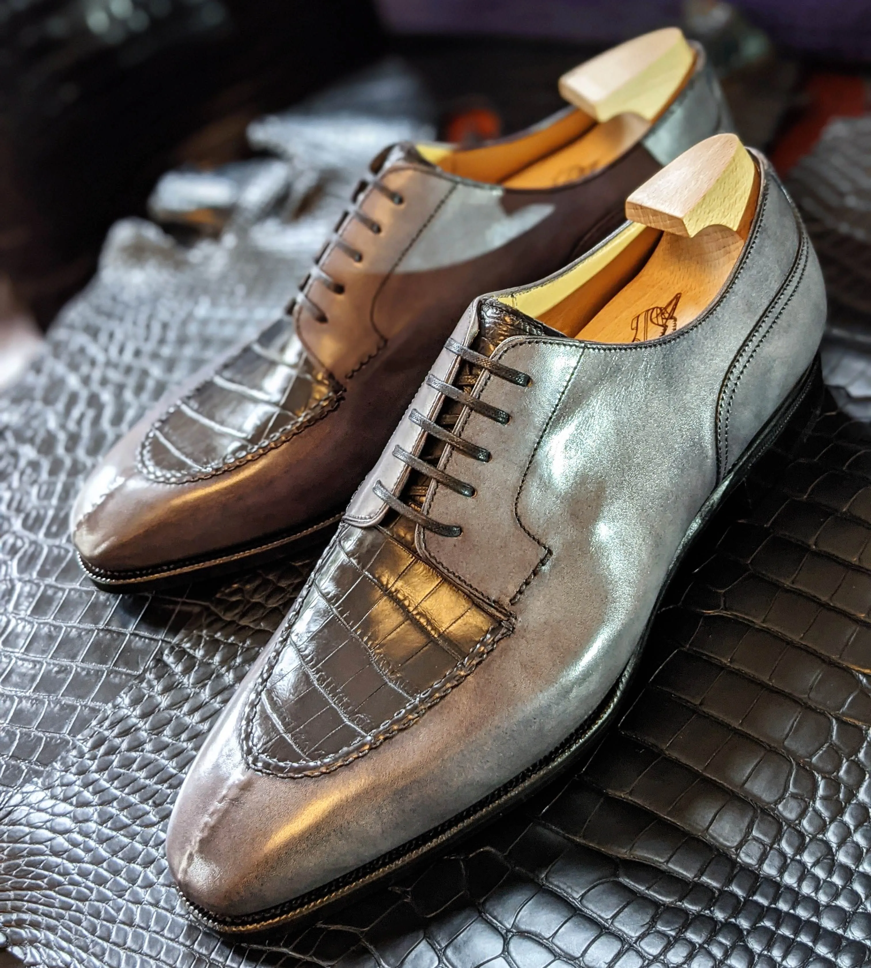 Ascot Kaan - Gunpowder Grey Calf & Grey Niloticus Crocodile