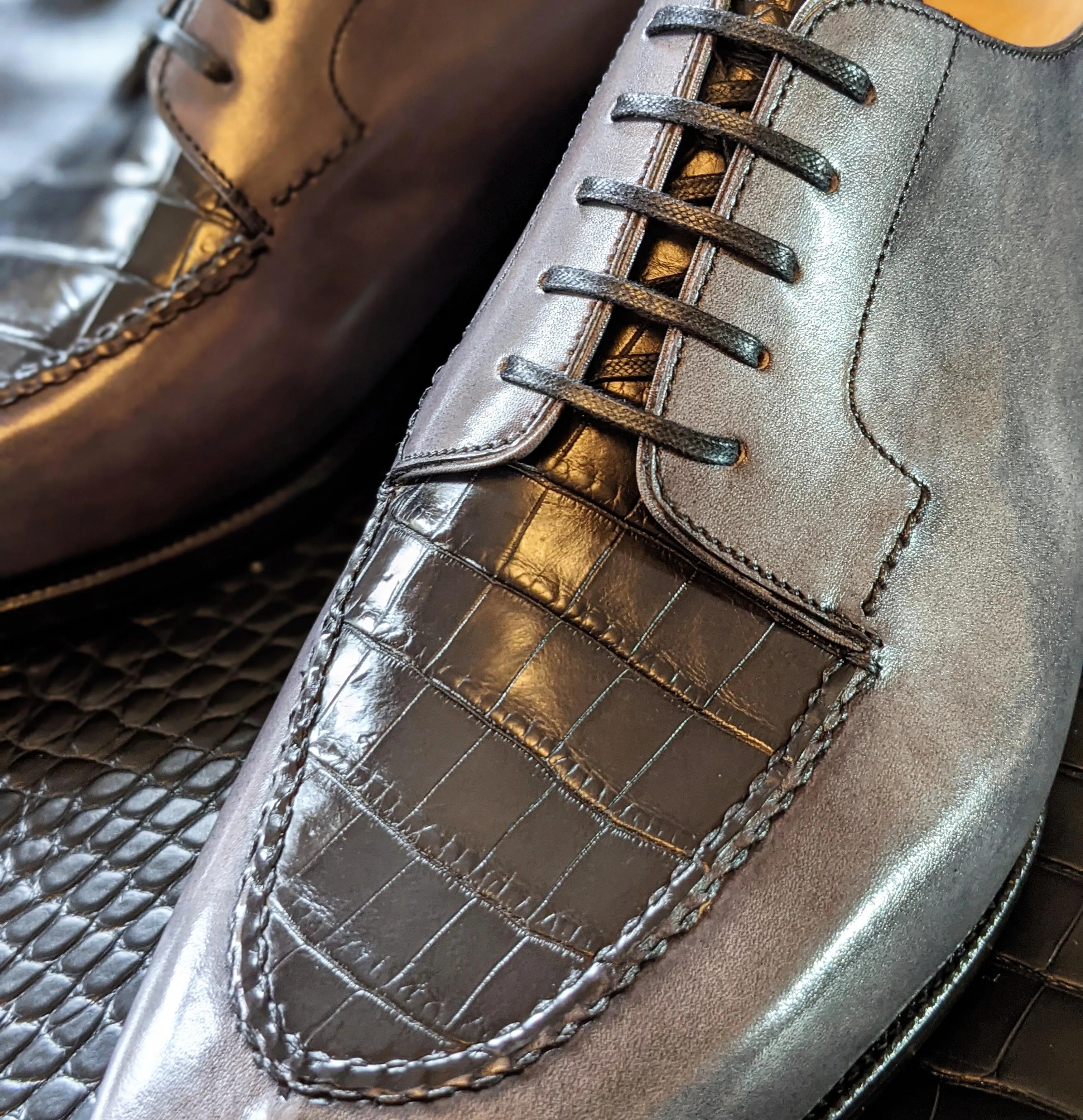 Ascot Kaan - Gunpowder Grey Calf & Grey Niloticus Crocodile