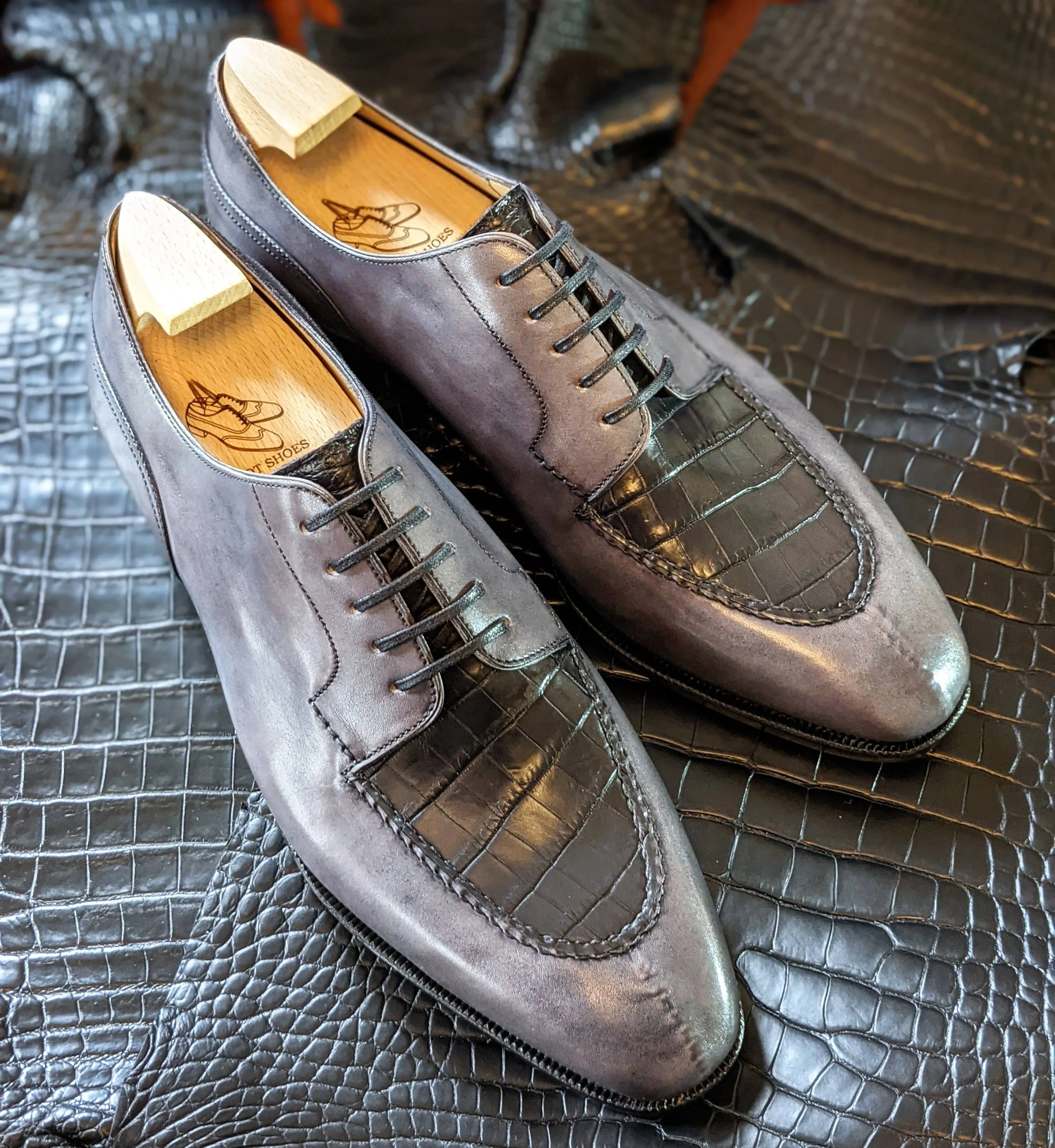 Ascot Kaan - Gunpowder Grey Calf & Grey Niloticus Crocodile