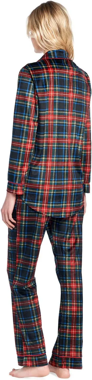 Ashford & Brooks Women's Long Sleeve Minky Micro Fleece Pajama Set