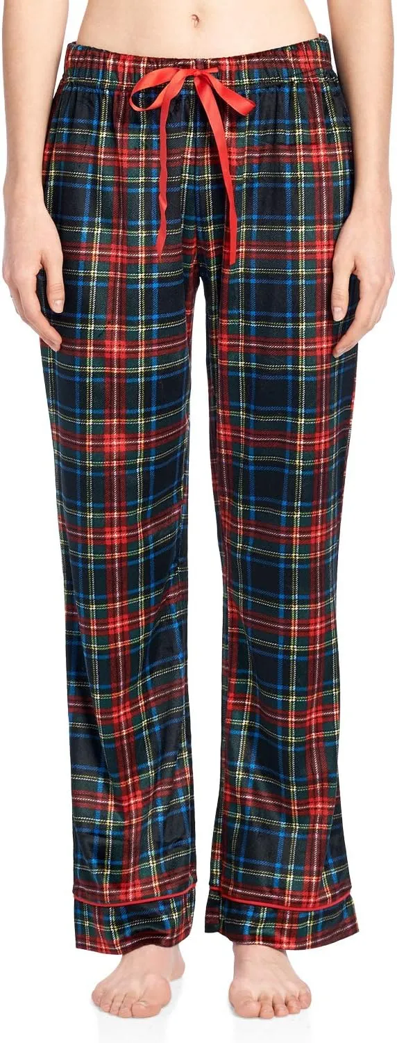 Ashford & Brooks Women's Long Sleeve Minky Micro Fleece Pajama Set