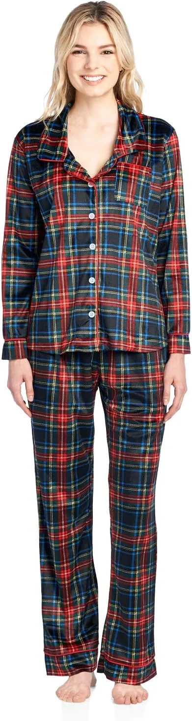 Ashford & Brooks Women's Long Sleeve Minky Micro Fleece Pajama Set