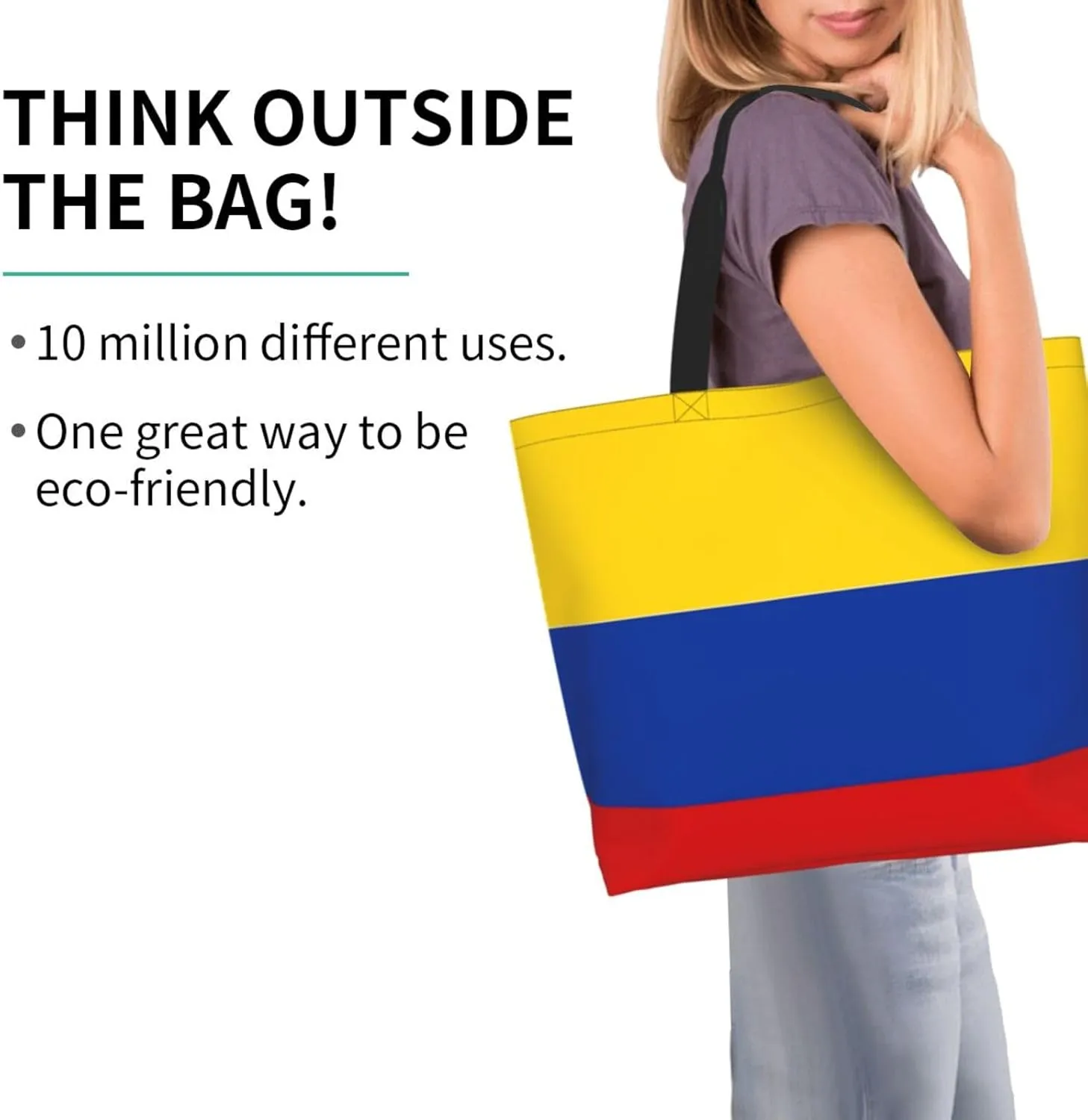 ASYG Cute Flag Tote Bag for Women and Men Reusable Shoulder Bags for Gym, Shopping, Beach,Travel