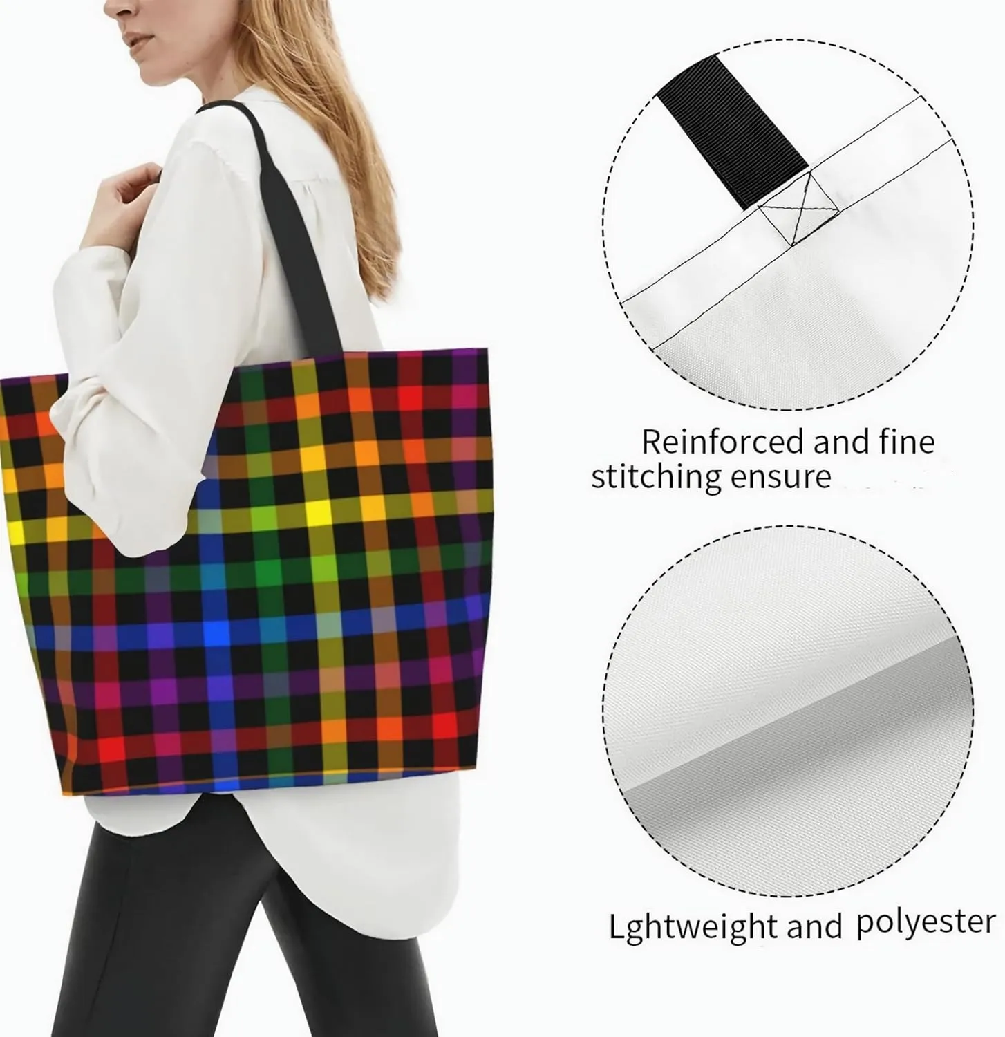 ASYG Cute Rainbow LGBT Gay Pride Women Tote Bag Large Shoulder Bag Top Handle Handbag For Shopping, Work, Travel
