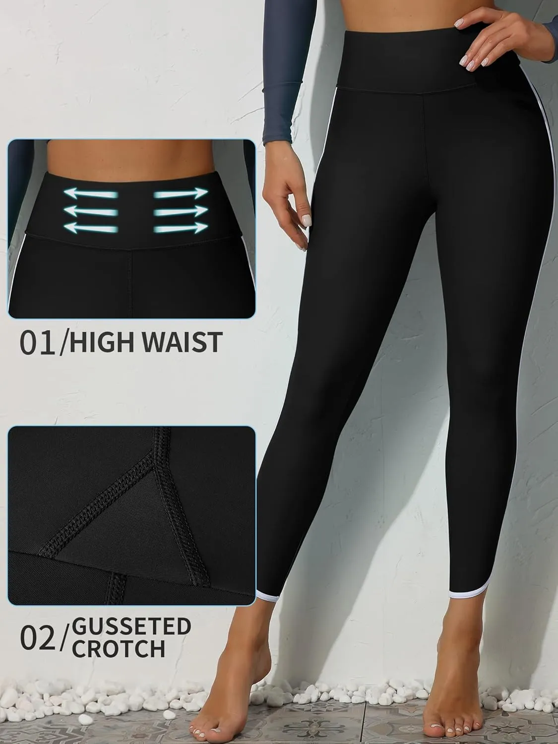 ATTRACO Womens Swim Pants with Pockets Long Swim Leggings High Waisted Swimming Pants
