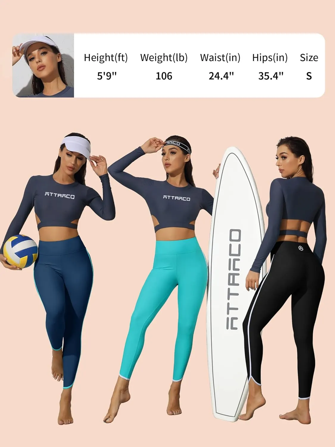 ATTRACO Womens Swim Pants with Pockets Long Swim Leggings High Waisted Swimming Pants