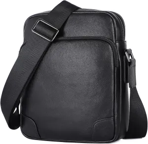 Augus Leather Messenger Crossbody Shoulder Bag for Men Work Business Casual Adjustable straps With YKK Metal Zipper