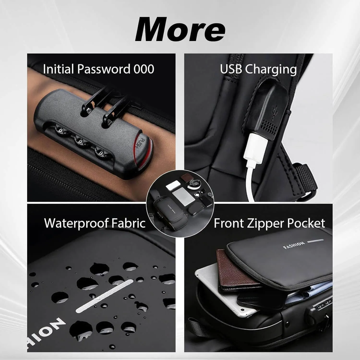 Auricz Bag, Auricz Sling Bag, New Carbon Fiber Streamline Anti-Theft Sling Bags, USB Charging Waterproof Crossbody Backpack (Black Gold)