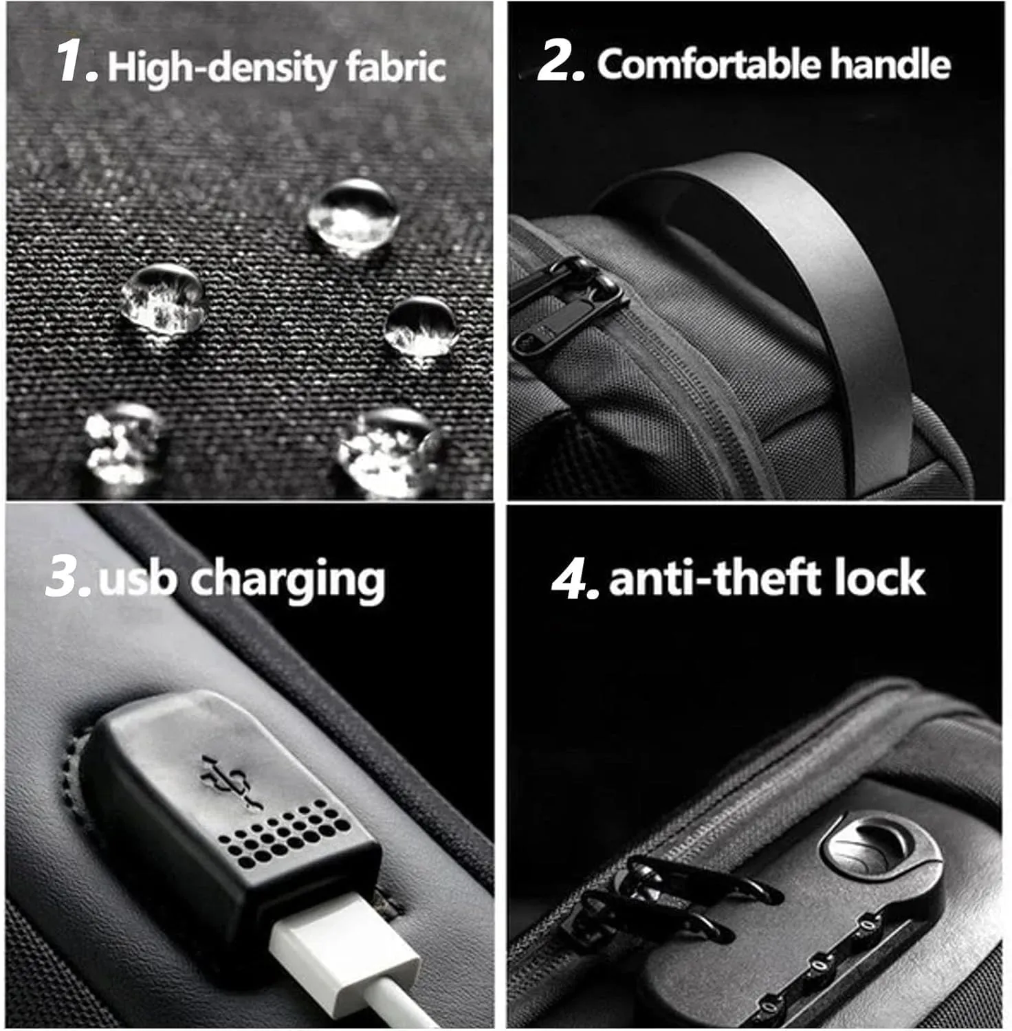 Auricz Bag, Waterproof and USB Charging, Carbon Fiber Streamline Anti-theft Sling Bag, Casual Shoulder Bags for Men and Women