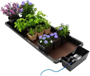 AutoPot Tray2Grow System - Standard Tray2Grow with 25 Gal PRO FlexiTank - Self-Watering, Gravity-Fed Hydroponic Indoor System, Black
