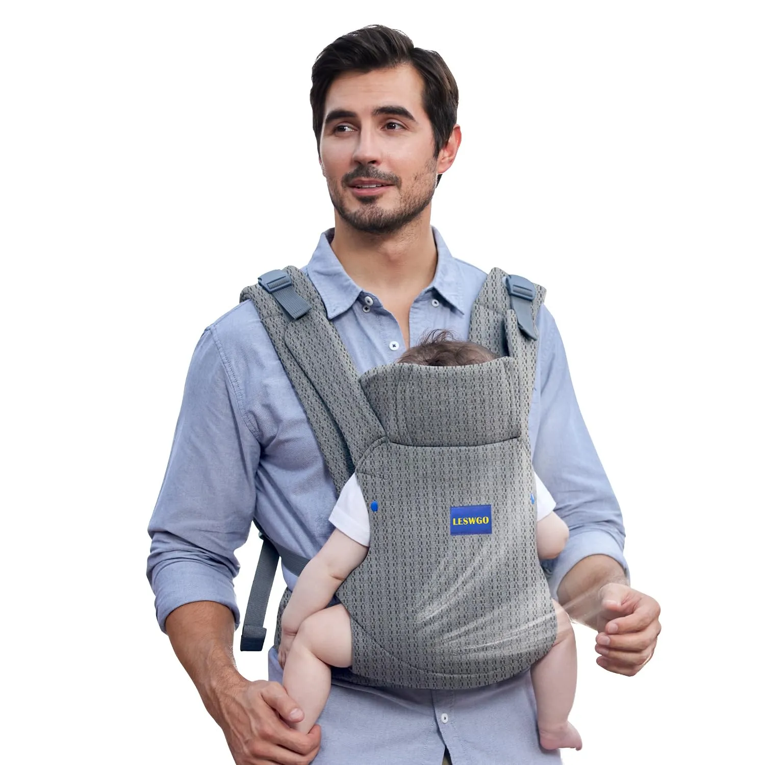 Baby Carrier Newborn to Toddle,Baby Wrap Carrier(7-44lbs), Baby Carrier, with Hook&Loop for Easily Adjustable, Soft Fabric,Gray-Available in All Seasons