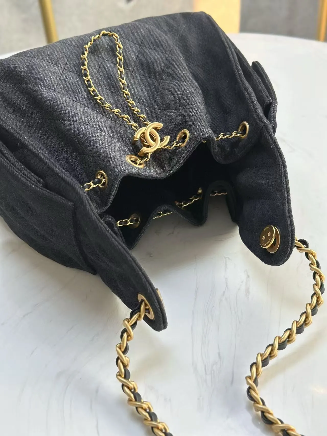 Bag Denim 30cm CHANEL Premium for less Hobo Black 25C Low-cost deal