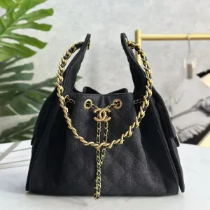 Bag Denim 30cm CHANEL Premium for less Hobo Black 25C Low-cost deal